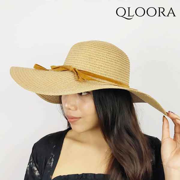 Topi Wanita Pantai Dengan Hiasan Pita